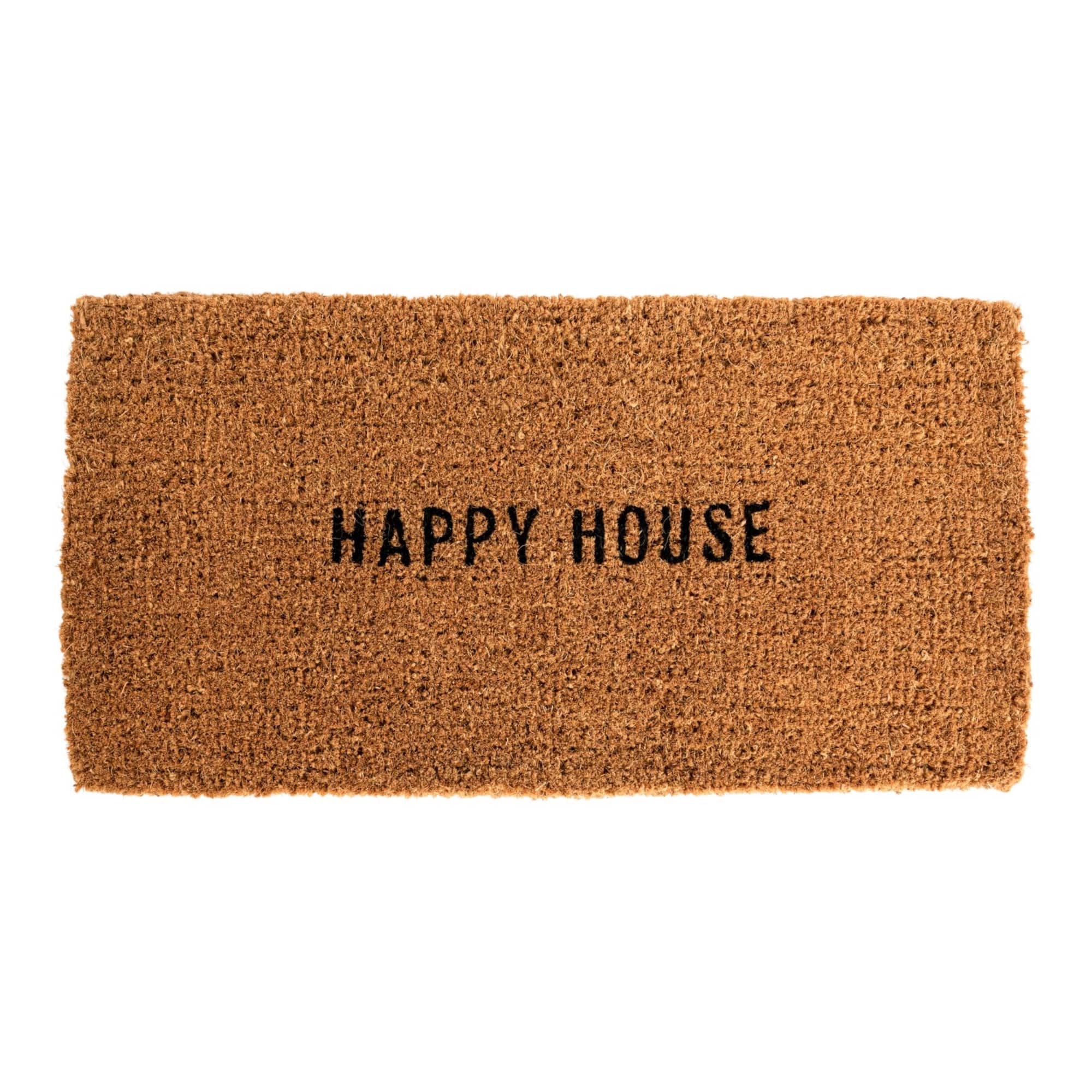 Hello Honey® 32" x 16" Happy House Natural Coir Doormat